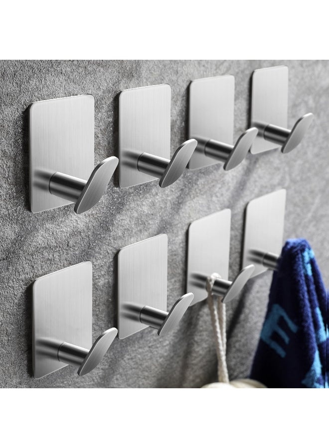 Sakina 4Psc Wall Hooks, Adhesive Wall Hook, 304 Stainless Steel Adhesive Hooks,Self Adhesive Hooks,Sticky Hook,Wall Hangers, No Nails Anti Rust Waterproof Hook for Bathroom, Kitchen, Hanging, Coat Robe, Towel（Silver) - Image 5